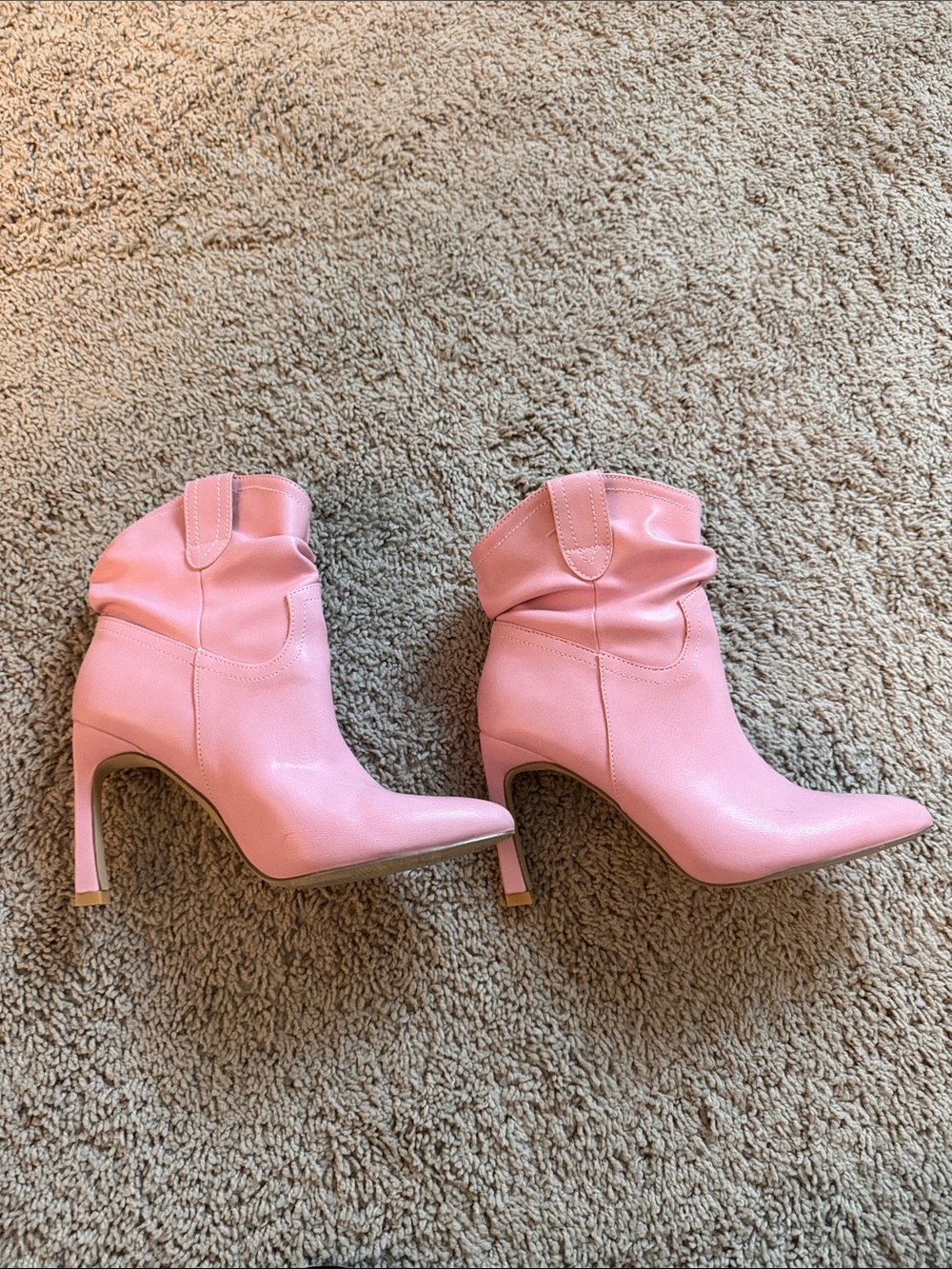 Women's Pink Pointed-Toe Stiletto Mid-Calf Boots